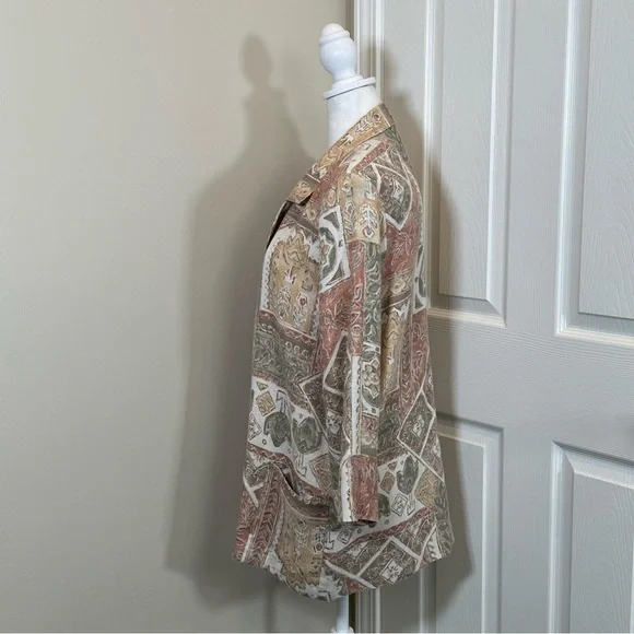 Vintage multicolor neutral Joanna Blazer size M/L - Picture 3 of 6